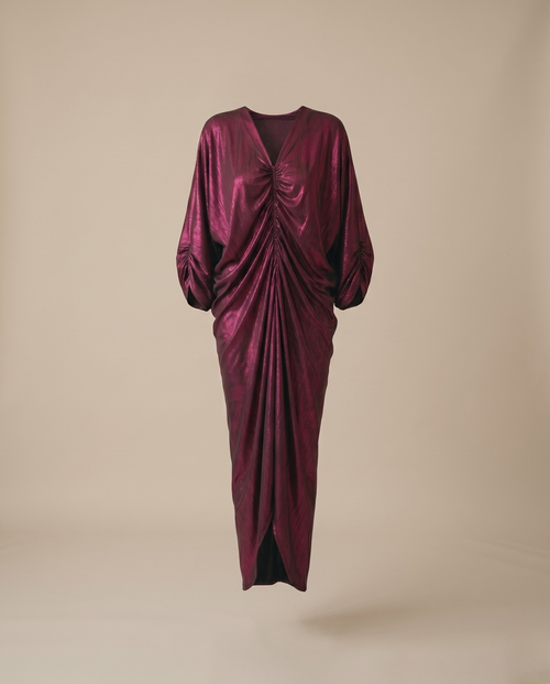 Berry Metallic Rouched kaftan