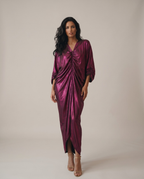 Berry Metallic Rouched kaftan