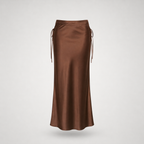 Sculpt Lace-Brown Top & Ruched Side Skirt