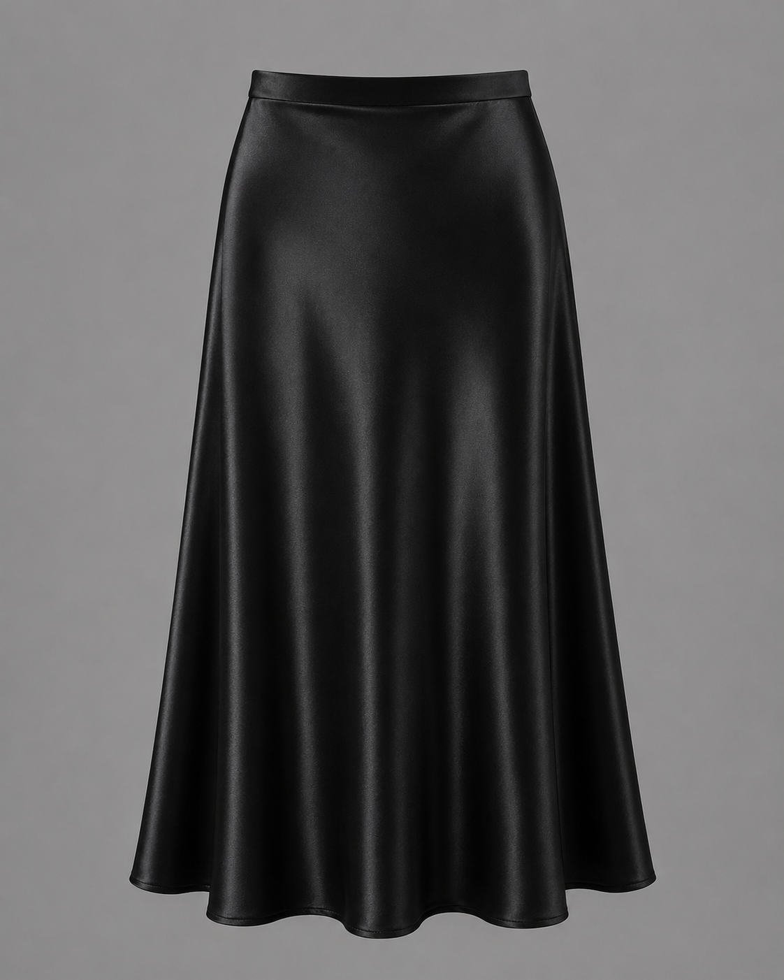 Black Silky A-Line Skirt