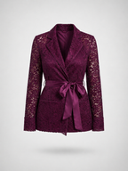 Satin-Tie Lace Tailored Jacket -La Bardoux