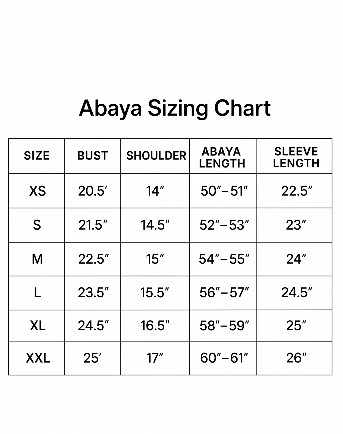 Size Chart