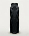 Sculpted Lace-Up Top & Black Satin Maxi Skirt Set