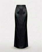 Sculpted Lace-Up Top & Black Satin Maxi Skirt Set