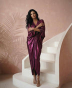 Berry Metallic Rouched kaftan
