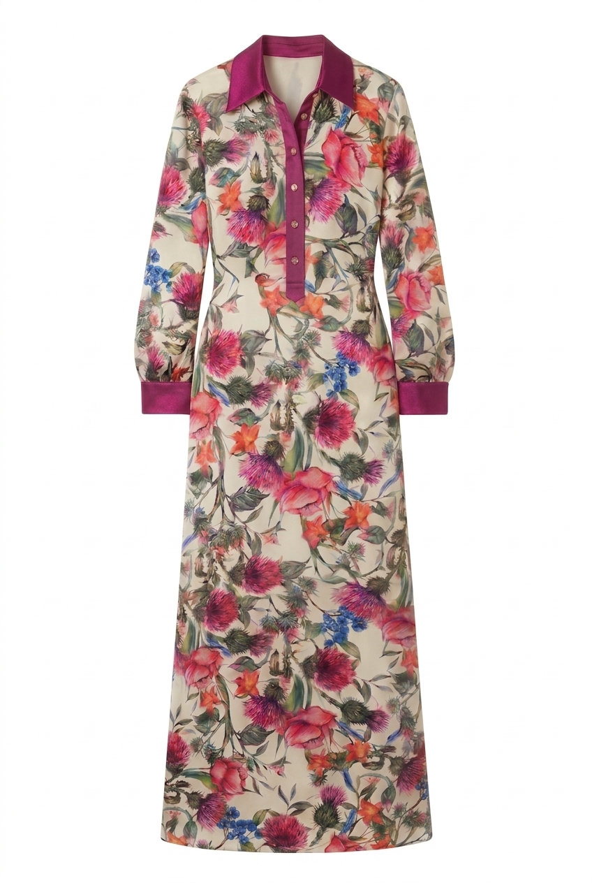 The Satin Abaya & Floral Dress Set