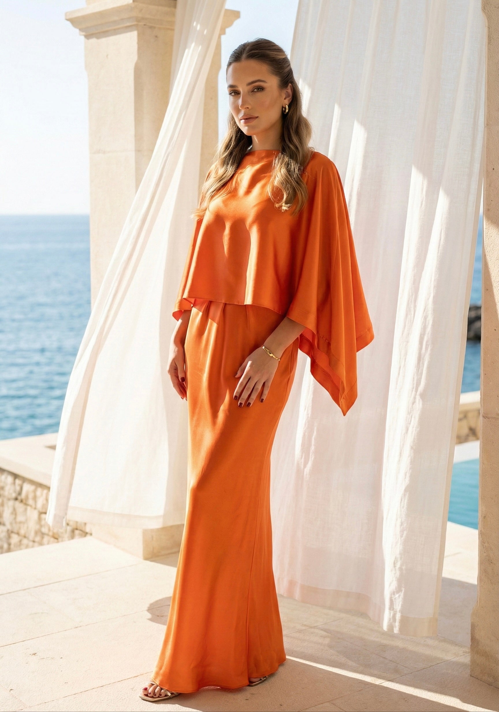 La Valencia Detachable Cape Dress