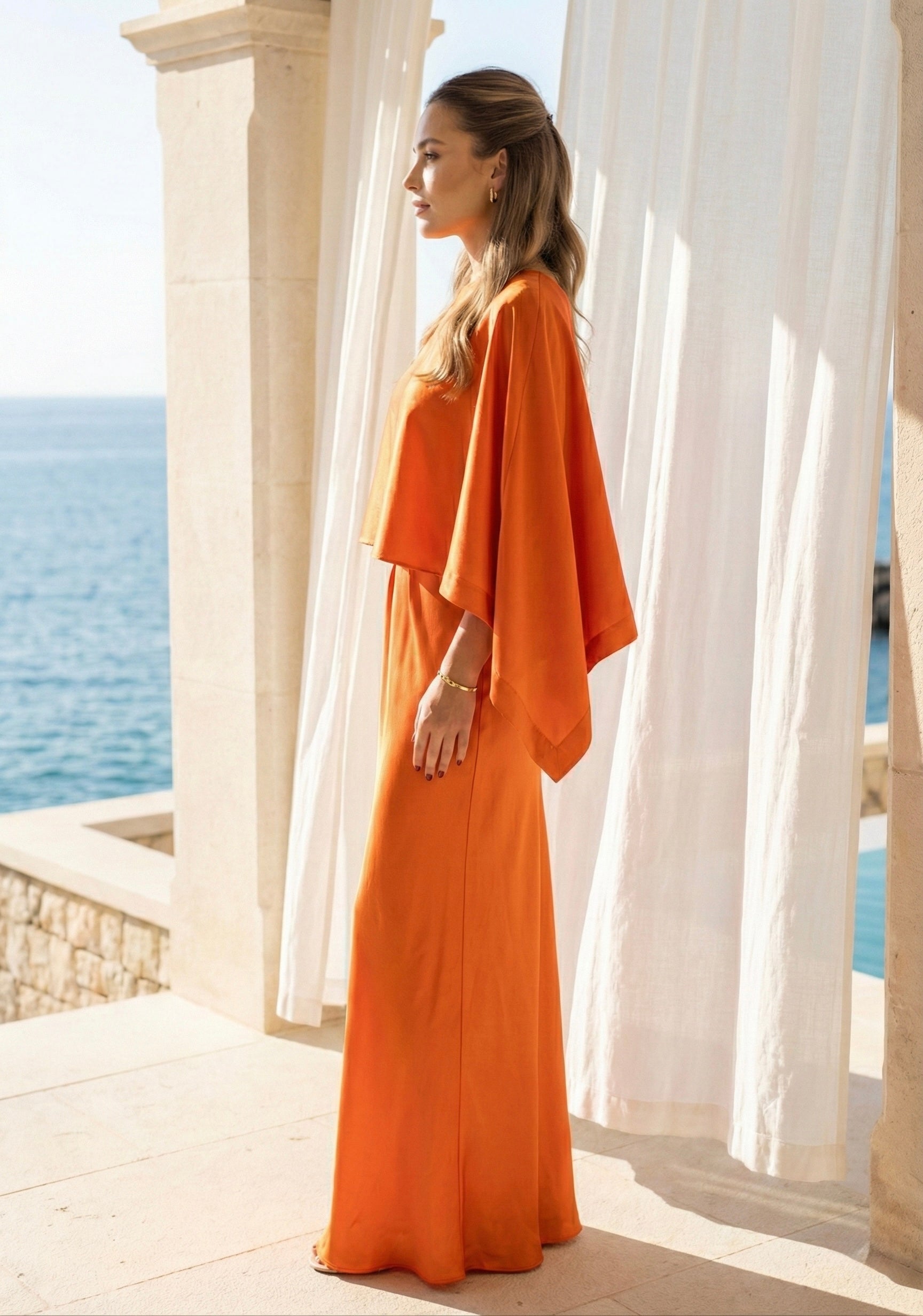 La Valencia Detachable Cape Dress