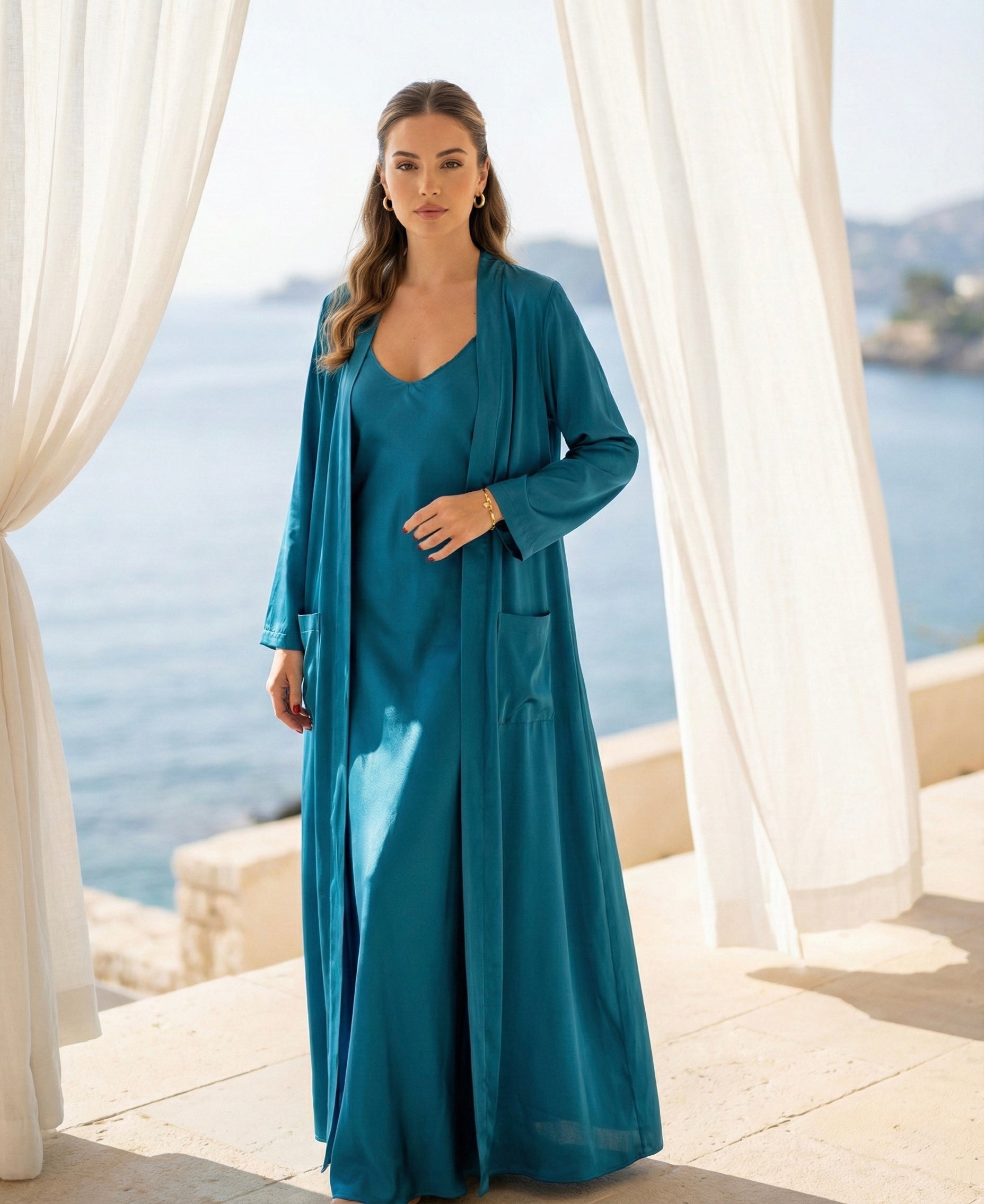 The Layali Dress and Over Coat Set