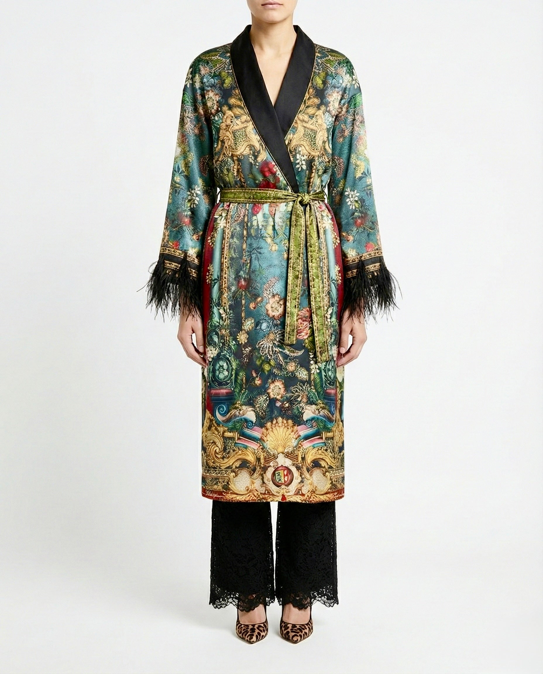 Grand Milano Reversible Silk Feather Robe