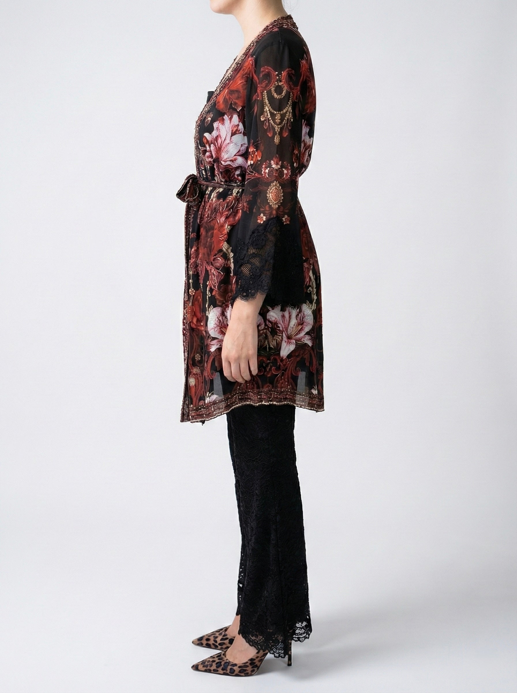 La Nuit Florale Swarovski Silk Lace Robe