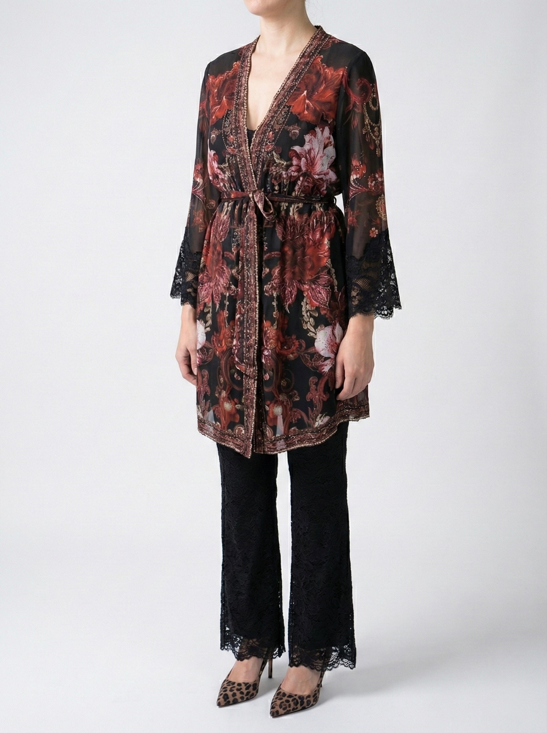 La Nuit Florale Swarovski Silk Lace Robe