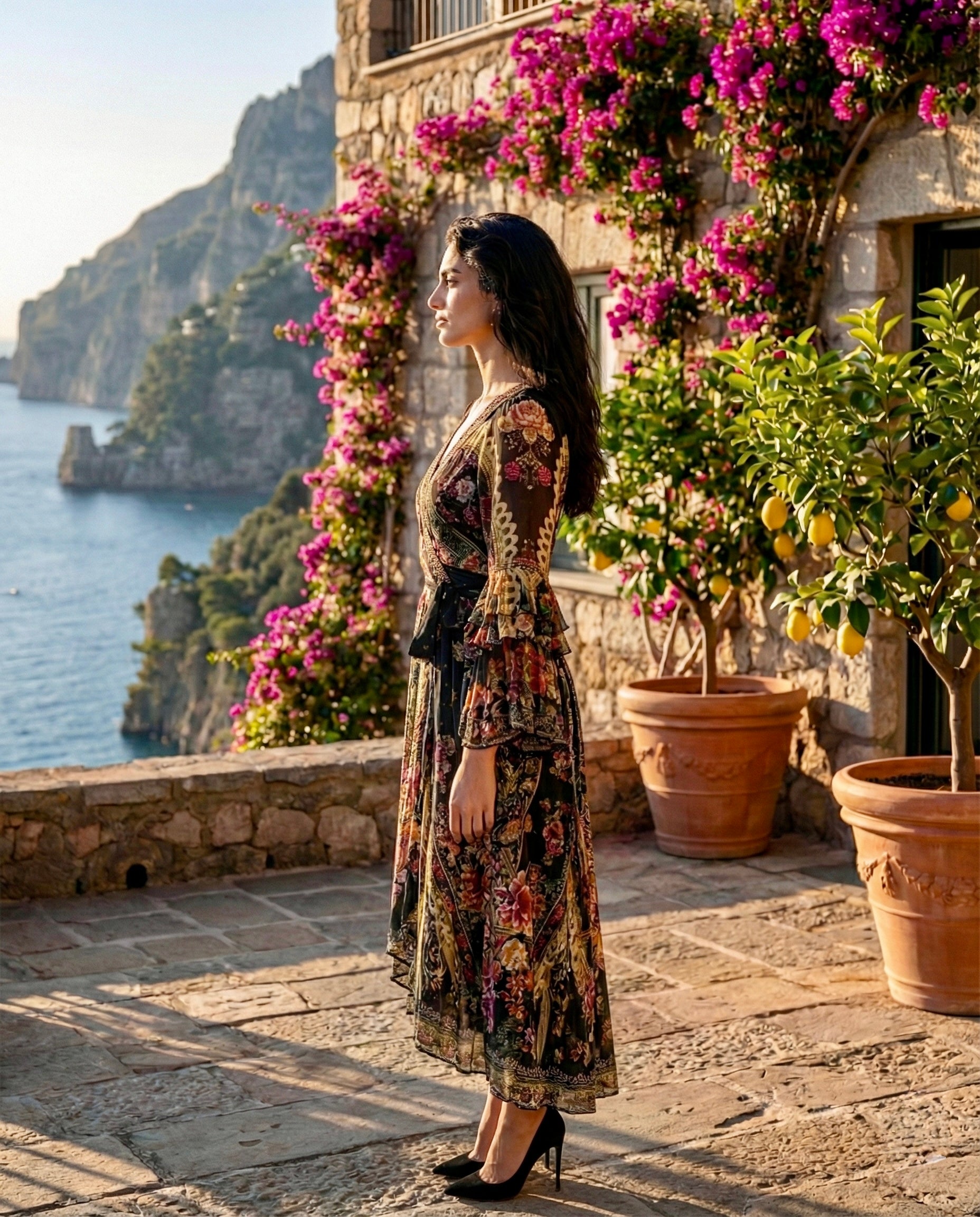 Mosaic Swarovski Crystal Silk Dress