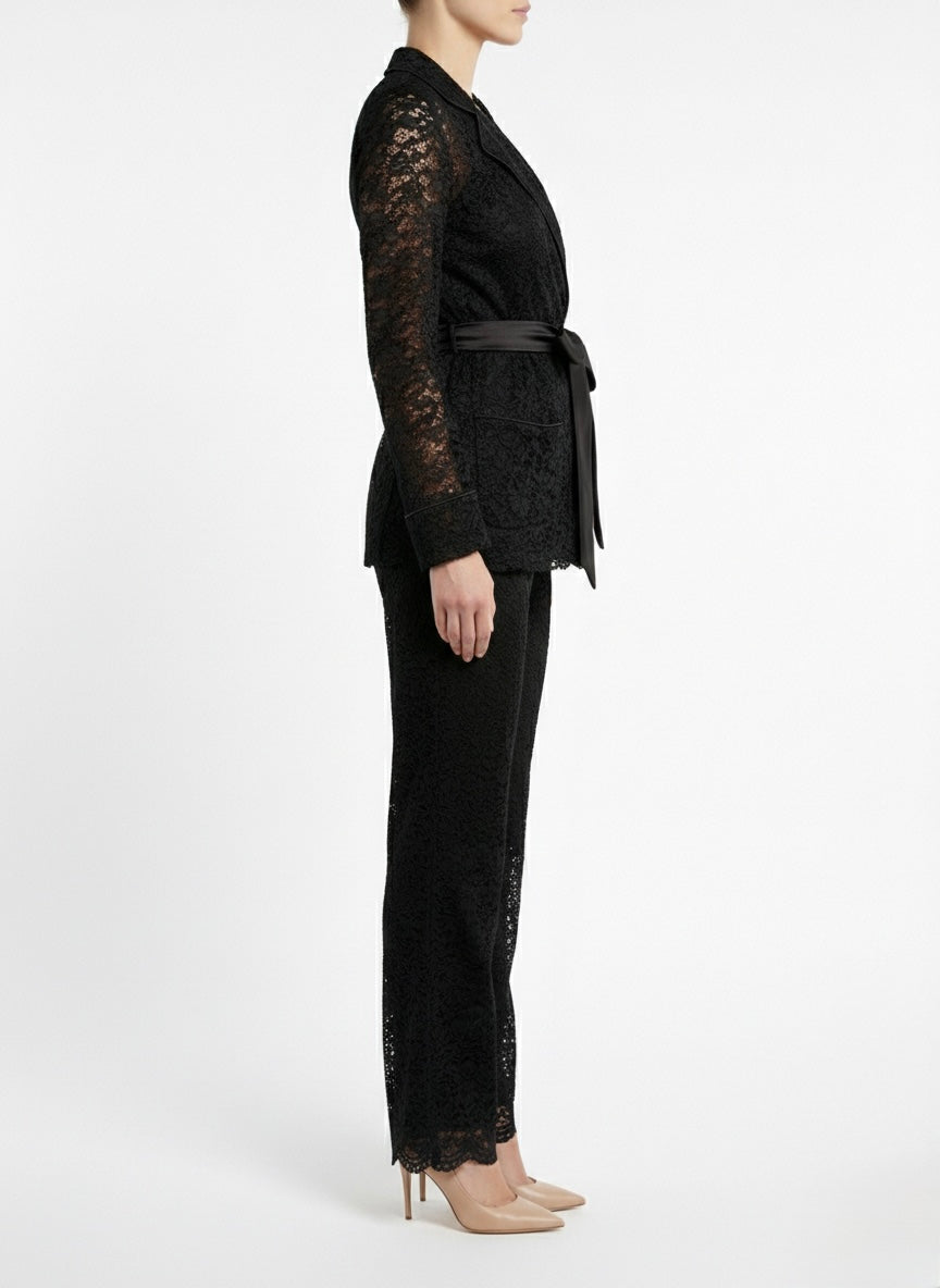 Lace Straight-Leg Trousers – La Noir