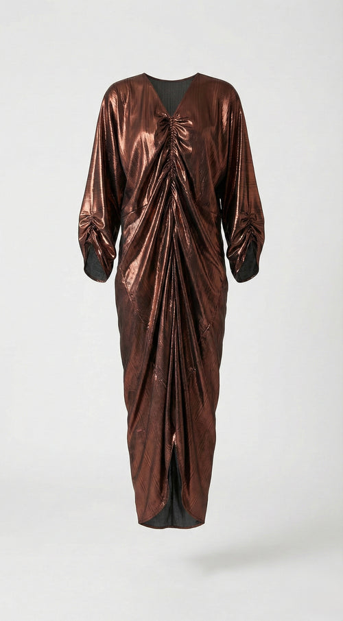 Copper Metallic Rouched kaftan