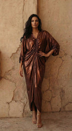 Copper Metallic Rouched kaftan