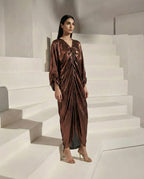 Copper Metallic Rouched kaftan