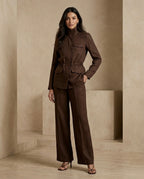 Tailored Linen Co-Ord Set – Structured Blazer & Wide-Leg Trousers