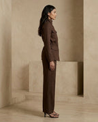 Tailored Linen Co-Ord Set – Structured Blazer & Wide-Leg Trousers