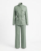 Tailored Linen Co-Ord Set – Structured Blazer & Wide-Leg Trousers