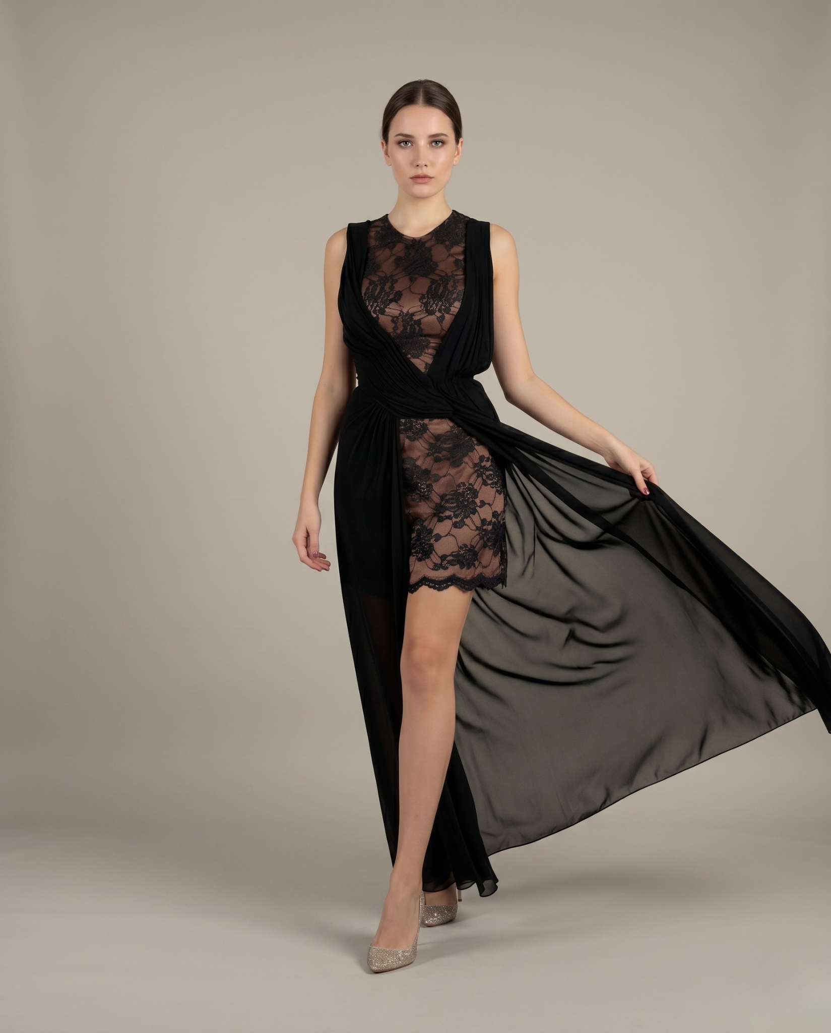 Lace Rouched Dress