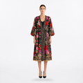 Midnight Flora Elegant Silk Wrap Dress