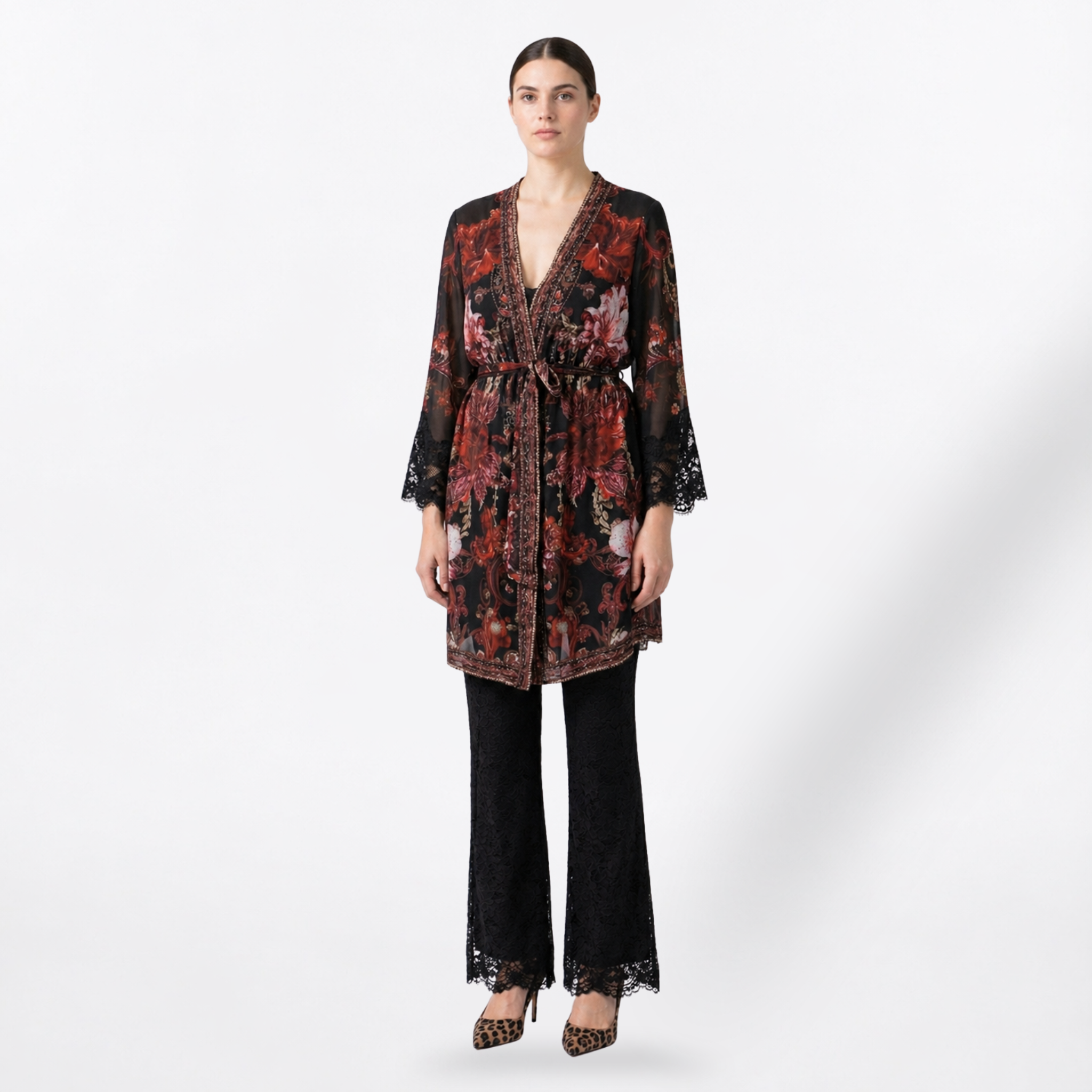 La Nuit Florale Swarovski Silk Lace Robe